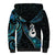 New Zealand Aotearoa Sherpa Hoodie Maori Manaia Paua Shell Glitter Turquoise