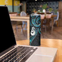 New Zealand Aotearoa Skinny Tumbler Maori Manaia Paua Shell Glitter Turquoise LT05 - Polynesian Pride