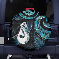 New Zealand Aotearoa Spare Tire Cover Maori Manaia Paua Shell Glitter Turquoise