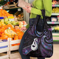 New Zealand Aotearoa Grocery Bag Maori Manaia Paua Shell Glitter Purple