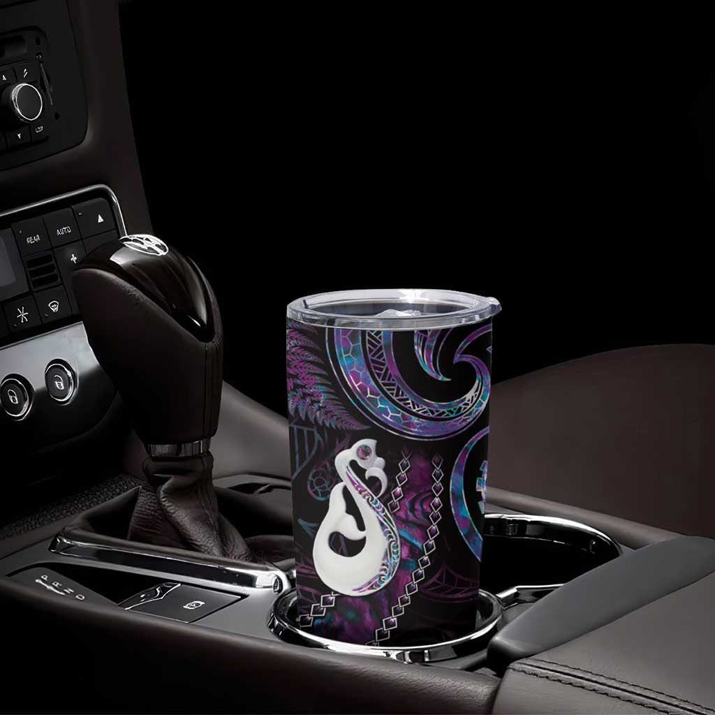 New Zealand Aotearoa Tumbler Cup Maori Manaia Paua Shell Glitter Purple LT05 - Polynesian Pride