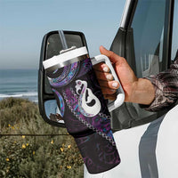 New Zealand Aotearoa Tumbler With Handle Maori Manaia Paua Shell Glitter Purple LT05 - Polynesian Pride