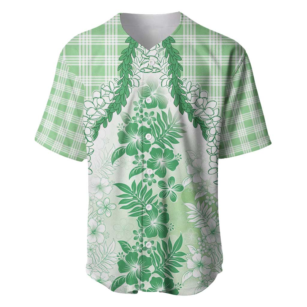 Aloha Hawaii Palaka Baseball Jersey Green Plumeria Lei - Polynesian Pride