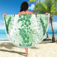 Aloha Hawaii Palaka Beach Blanket Green Plumeria Lei - Polynesian Pride