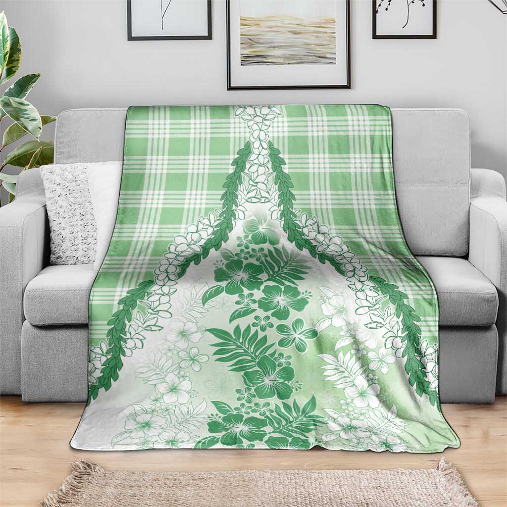 Aloha Hawaii Palaka Blanket Green Plumeria Lei - Polynesian Pride
