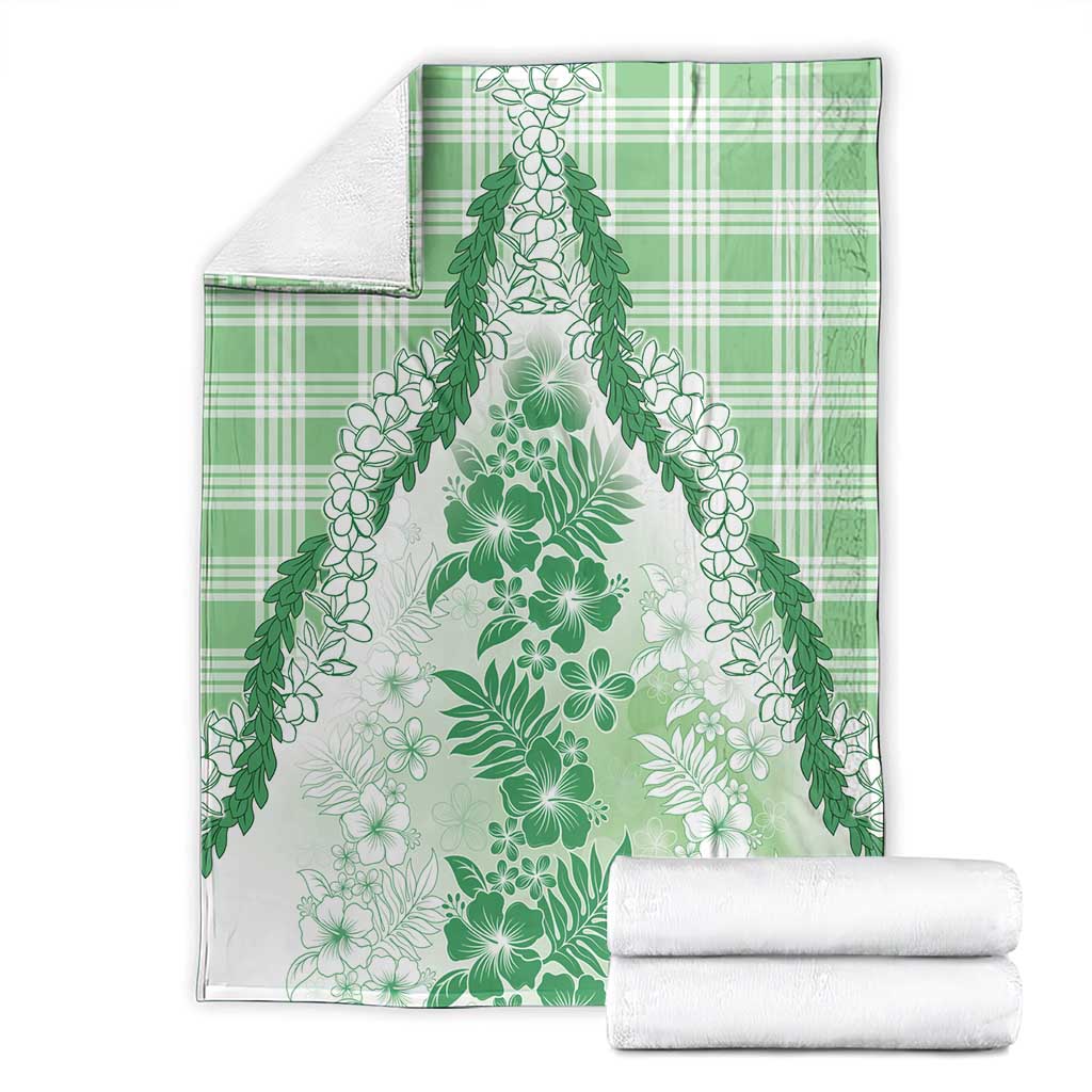 Aloha Hawaii Palaka Blanket Green Plumeria Lei - Polynesian Pride