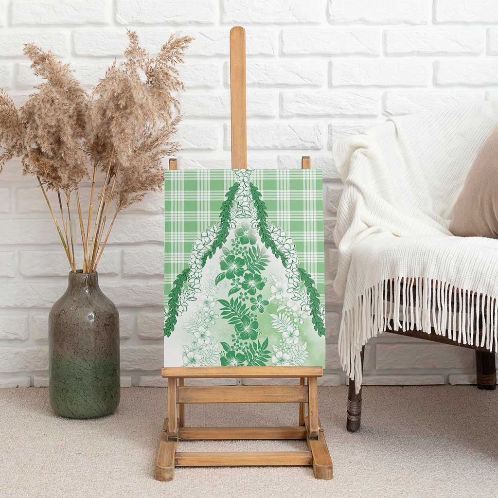 Aloha Hawaii Palaka Canvas Wall Art Green Plumeria Lei - Polynesian Pride