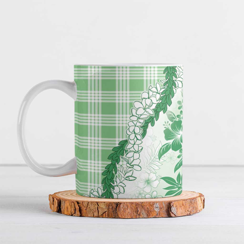 Aloha Hawaii Palaka Ceramic Mug Green Plumeria Lei - Polynesian Pride