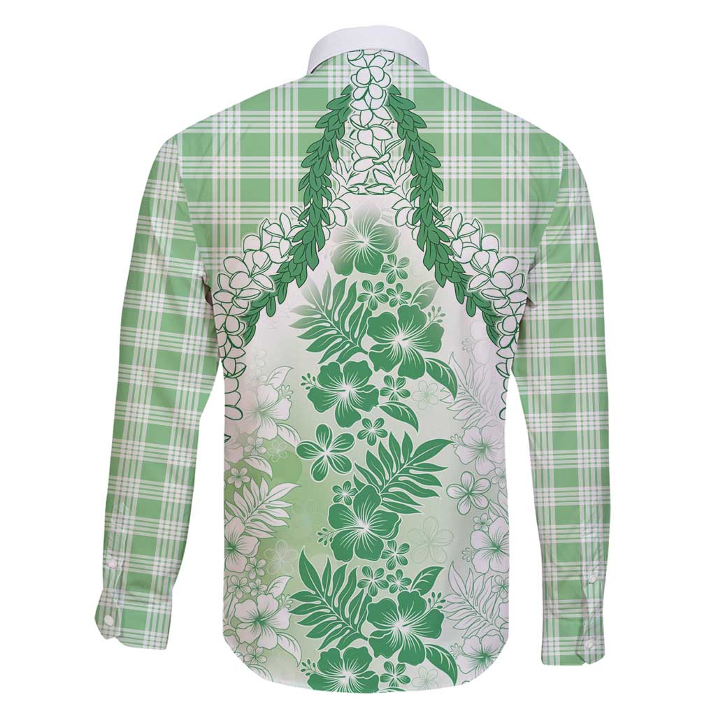 Aloha Hawaii Palaka Family Matching Mermaid Dress and Hawaiian Shirt Green Plumeria Lei - Polynesian Pride