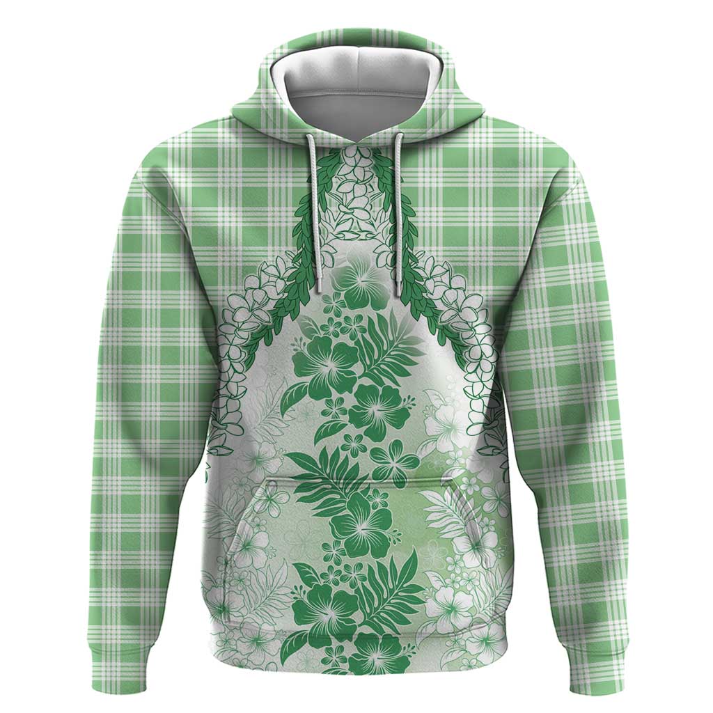 Aloha Hawaii Palaka Hoodie Green Plumeria Lei - Polynesian Pride