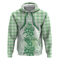 Aloha Hawaii Palaka Hoodie Green Plumeria Lei - Polynesian Pride