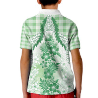 Aloha Hawaii Palaka Kid Polo Shirt Green Plumeria Lei - Polynesian Pride
