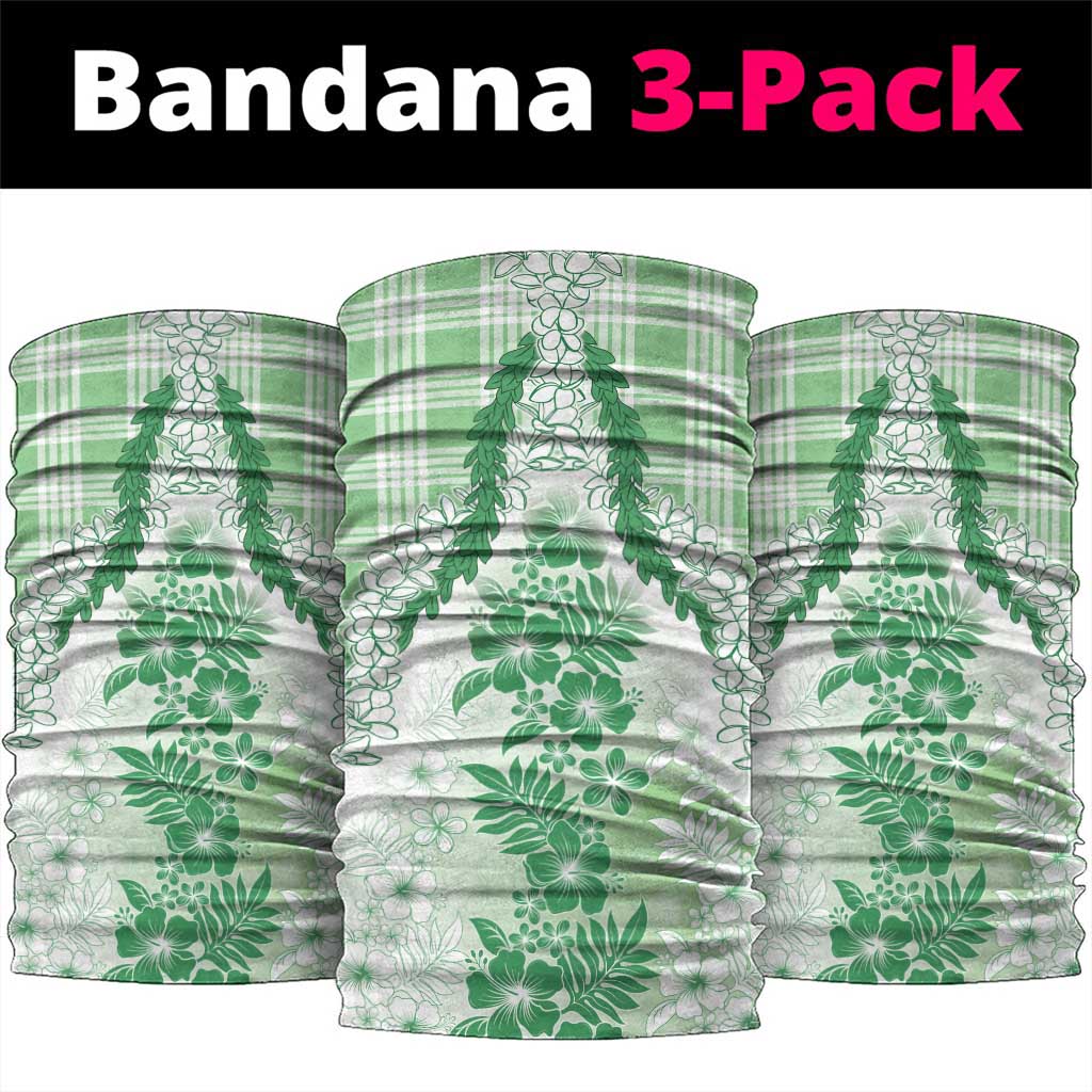 Aloha Hawaii Palaka Neck Gaiter Green Plumeria Lei - Polynesian Pride