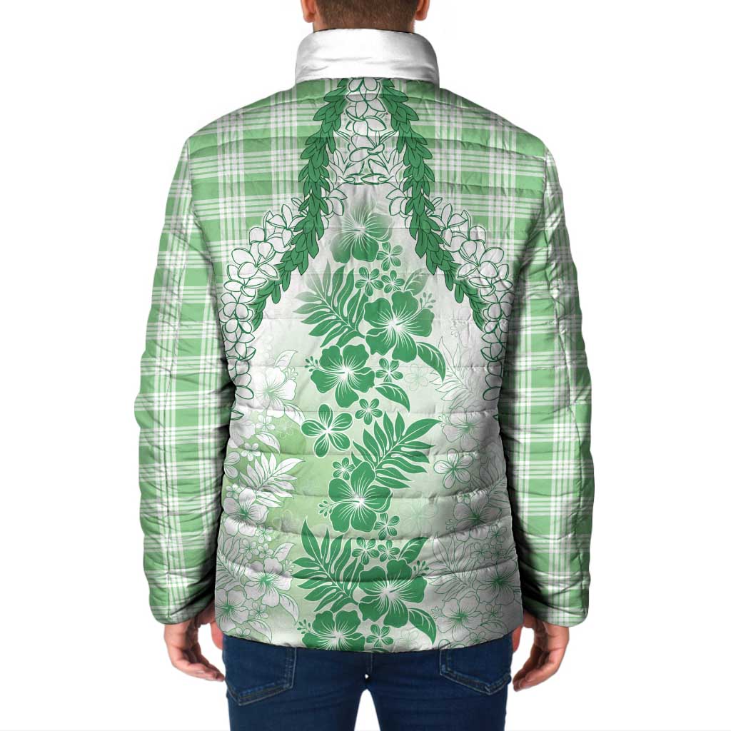 Aloha Hawaii Palaka Padded Jacket Green Plumeria Lei - Polynesian Pride