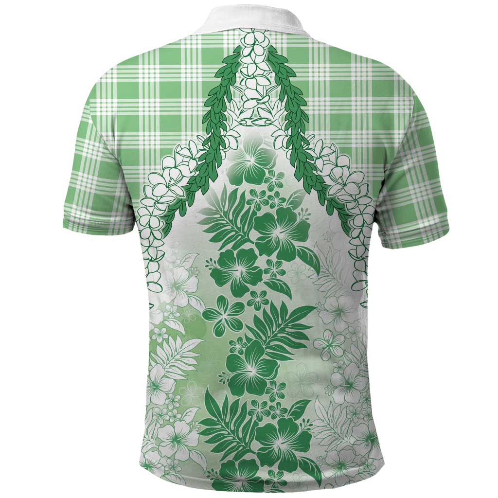 Aloha Hawaii Palaka Polo Shirt Green Plumeria Lei - Polynesian Pride