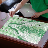 Aloha Hawaii Palaka Puzzle Green Plumeria Lei - Polynesian Pride