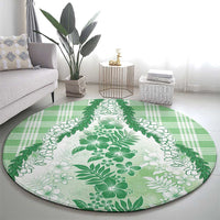 Aloha Hawaii Palaka Round Carpet Green Plumeria Lei - Polynesian Pride