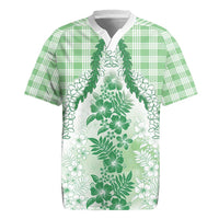 Aloha Hawaii Palaka Rugby Jersey Green Plumeria Lei - Polynesian Pride