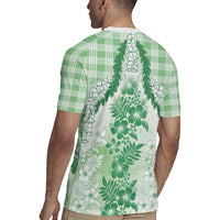 Aloha Hawaii Palaka Rugby Jersey Green Plumeria Lei - Polynesian Pride
