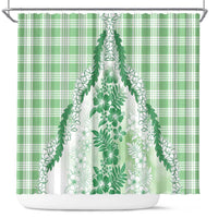 Aloha Hawaii Palaka Shower Curtain Green Plumeria Lei - Polynesian Pride