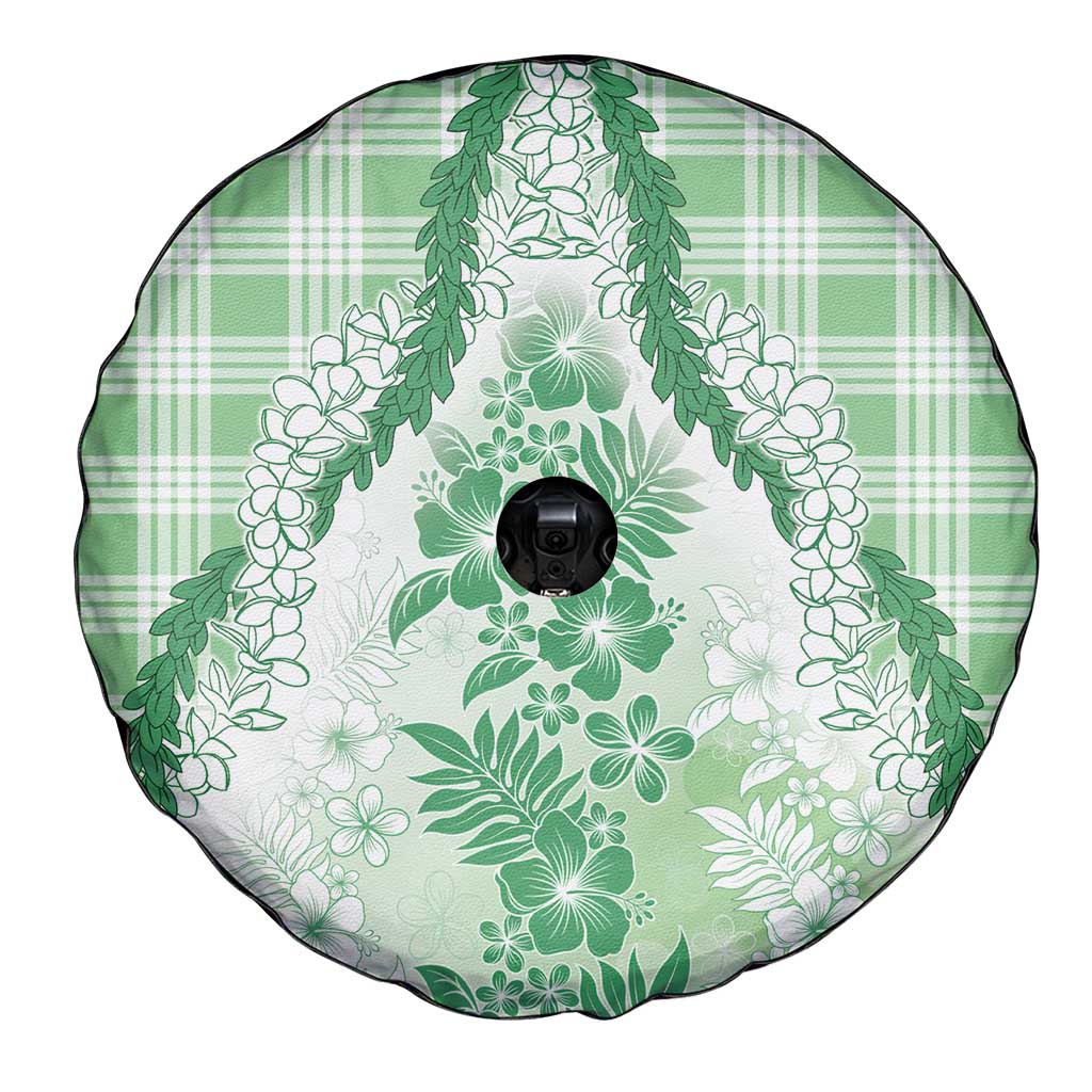 Aloha Hawaii Palaka Spare Tire Cover Green Plumeria Lei - Polynesian Pride