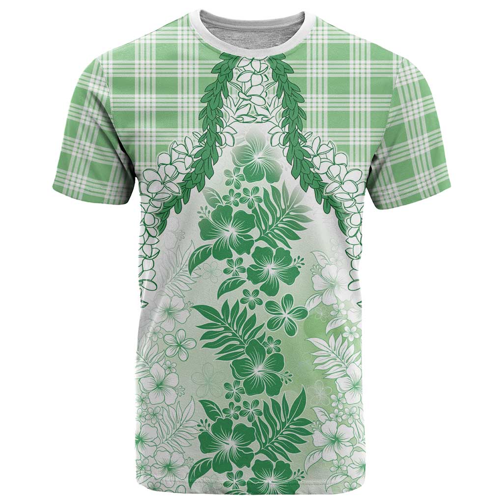Aloha Hawaii Palaka T Shirt Green Plumeria Lei - Polynesian Pride