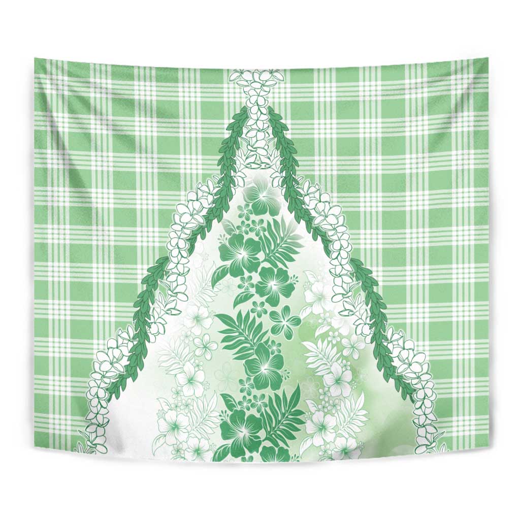 Aloha Hawaii Palaka Tapestry Green Plumeria Lei - Polynesian Pride
