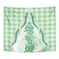 Aloha Hawaii Palaka Tapestry Green Plumeria Lei - Polynesian Pride