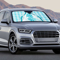 Aloha Hawaii Palaka Auto Sun Shade Blue Plumeria Lei - Polynesian Pride