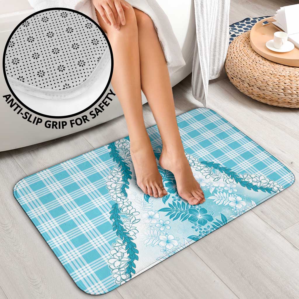 Aloha Hawaii Palaka Bathroom Set Blue Plumeria Lei - Polynesian Pride