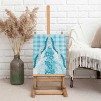 Aloha Hawaii Palaka Canvas Wall Art Blue Plumeria Lei - Polynesian Pride