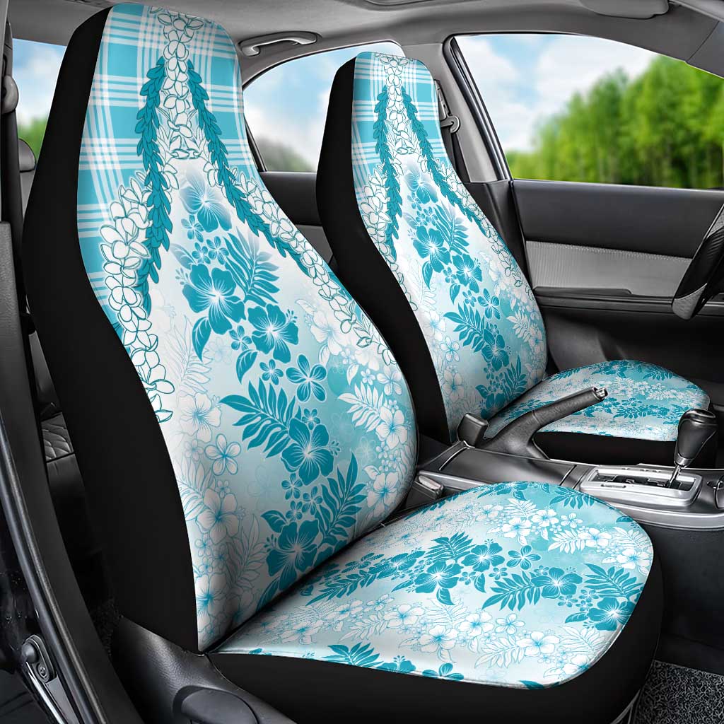 Aloha Hawaii Palaka Car Seat Cover Blue Plumeria Lei - Polynesian Pride
