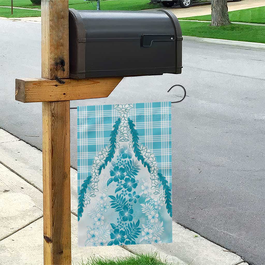 Aloha Hawaii Palaka Garden Flag Blue Plumeria Lei - Polynesian Pride