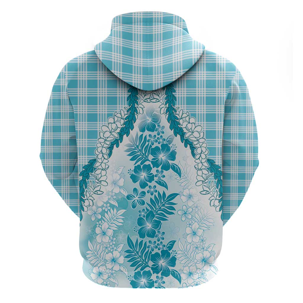 Aloha Hawaii Palaka Hoodie Blue Plumeria Lei - Polynesian Pride