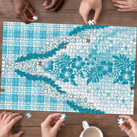 Aloha Hawaii Palaka Puzzle Blue Plumeria Lei - Polynesian Pride