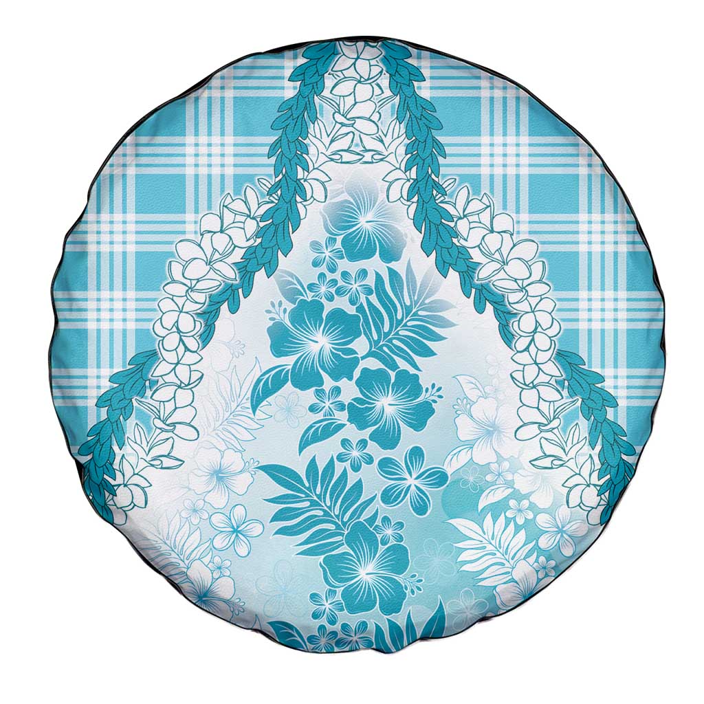 Aloha Hawaii Palaka Spare Tire Cover Blue Plumeria Lei - Polynesian Pride