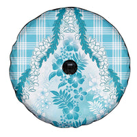 Aloha Hawaii Palaka Spare Tire Cover Blue Plumeria Lei - Polynesian Pride