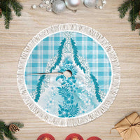 Aloha Hawaii Palaka Tree Skirt Blue Plumeria Lei - Polynesian Pride