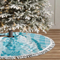 Aloha Hawaii Palaka Tree Skirt Blue Plumeria Lei - Polynesian Pride