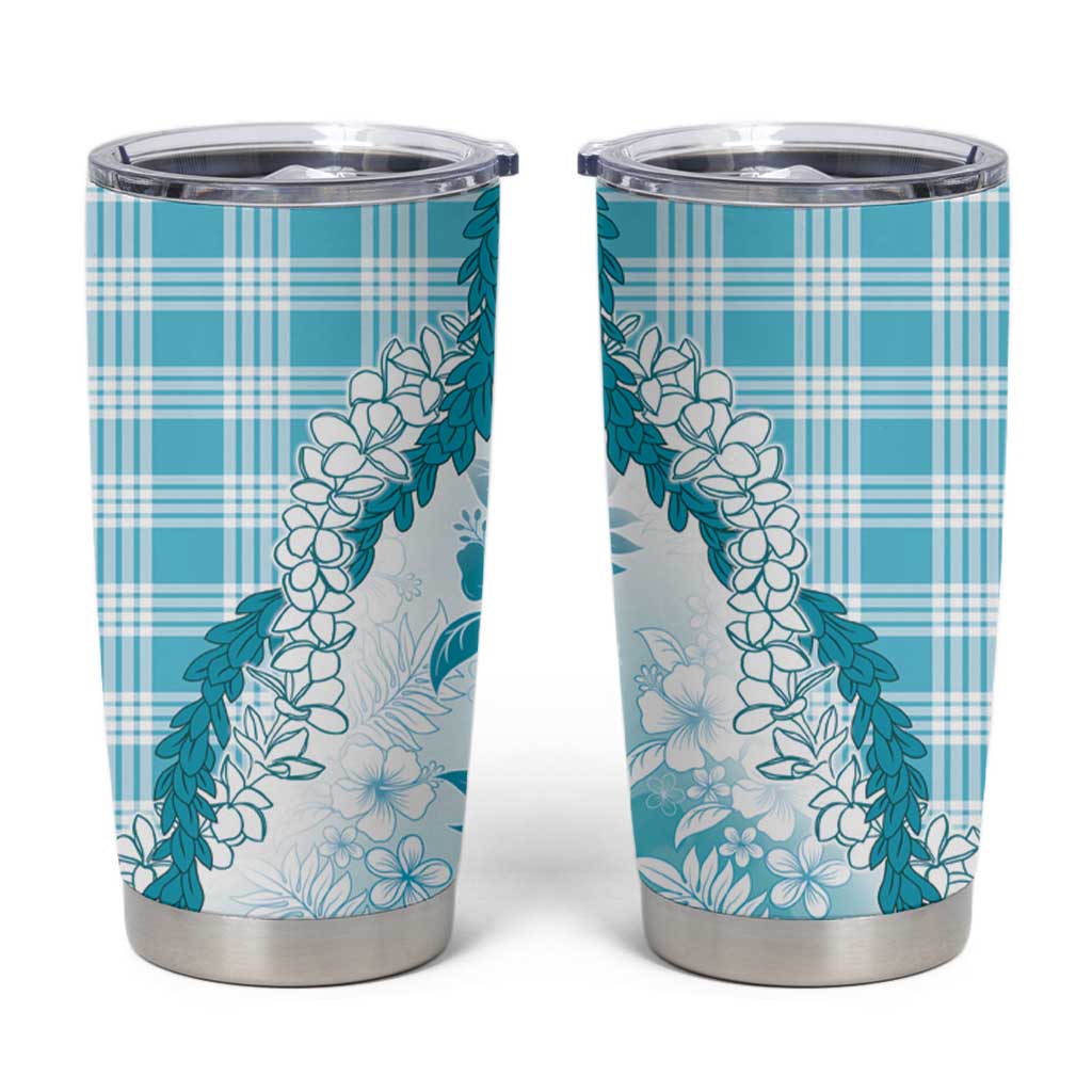 Aloha Hawaii Palaka Tumbler Cup Blue Plumeria Lei - Polynesian Pride