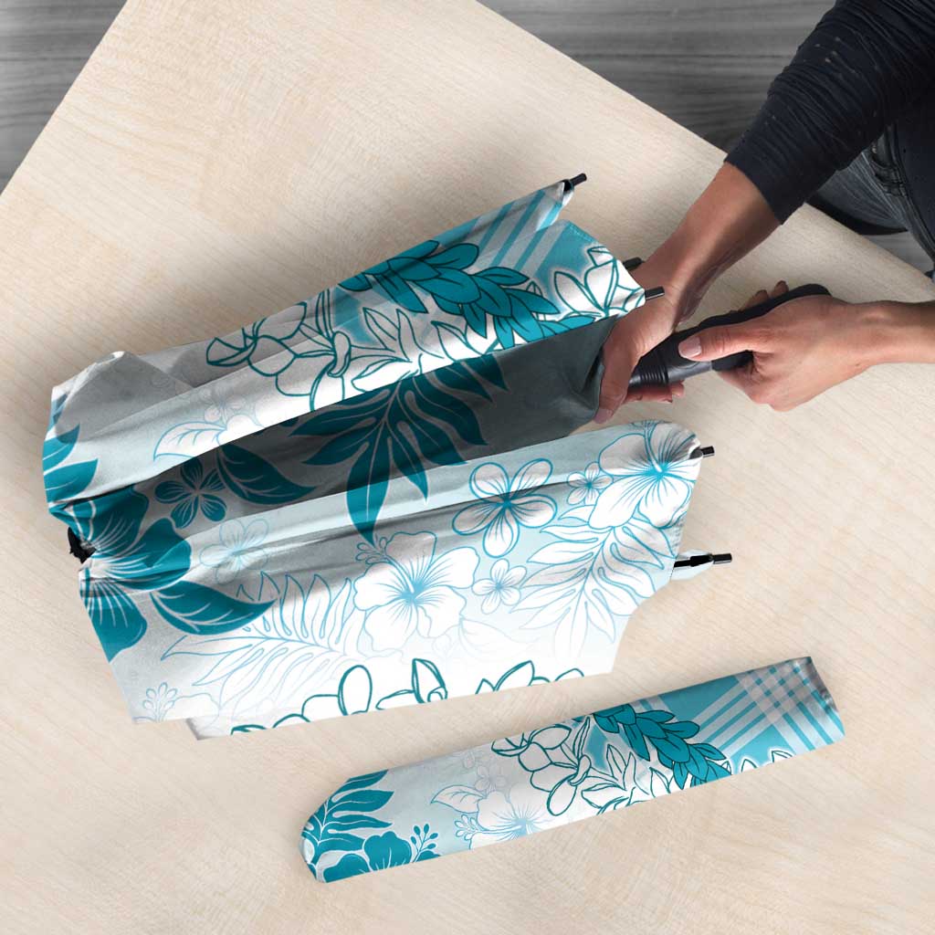 Aloha Hawaii Palaka Umbrella Blue Plumeria Lei - Polynesian Pride