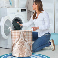 Aloha Hawaii Palaka Laundry Basket Beige Plumeria Lei - Polynesian Pride