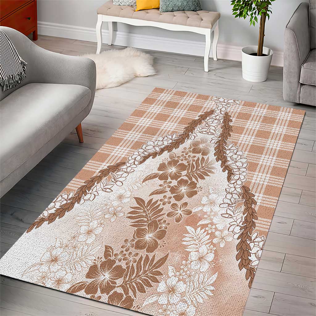Aloha Hawaii Palaka Area Rug Beige Plumeria Lei - Polynesian Pride