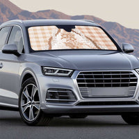 Aloha Hawaii Palaka Auto Sun Shade Beige Plumeria Lei - Polynesian Pride