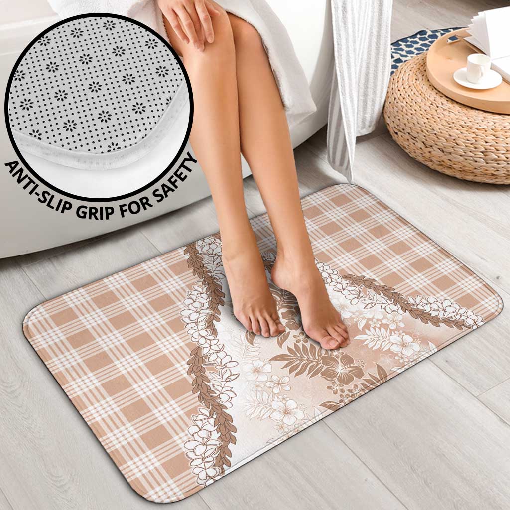 Aloha Hawaii Palaka Bathroom Set Beige Plumeria Lei - Polynesian Pride