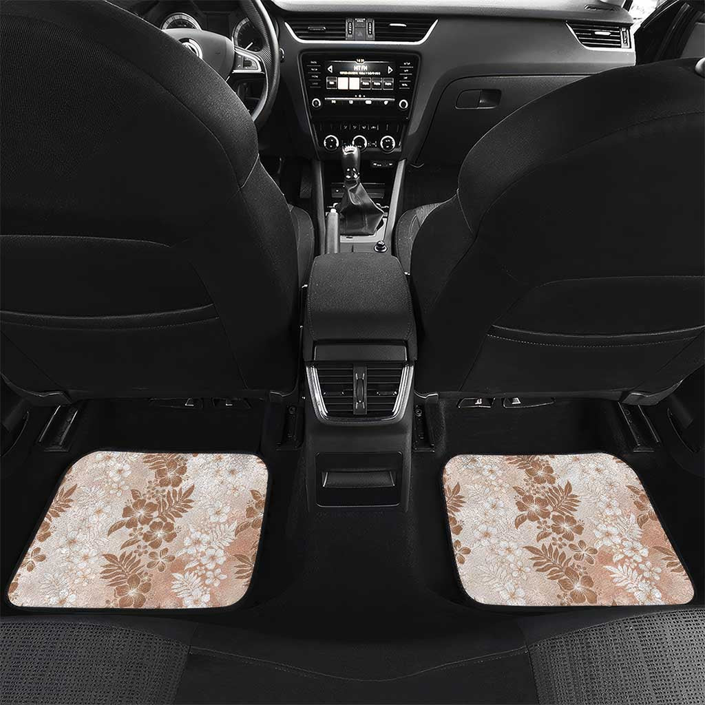 Aloha Hawaii Palaka Car Mats Beige Plumeria Lei - Polynesian Pride