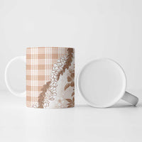 Aloha Hawaii Palaka Ceramic Mug Beige Plumeria Lei - Polynesian Pride