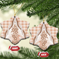 Aloha Hawaii Palaka Ceramic Ornament Beige Plumeria Lei - Polynesian Pride