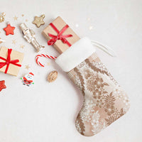 Aloha Hawaii Palaka Christmas Stocking Beige Plumeria Lei - Polynesian Pride