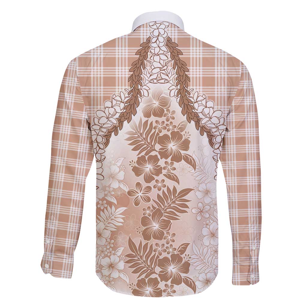 Aloha Hawaii Palaka Family Matching Tank Maxi Dress and Hawaiian Shirt Beige Plumeria Lei - Polynesian Pride